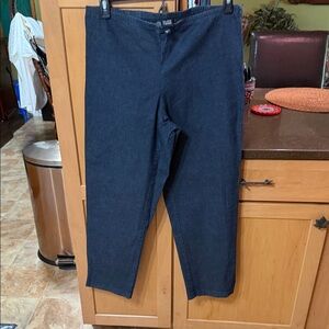 Eileen Fisher  Dark Blue Stretch Denim Pants side zipper